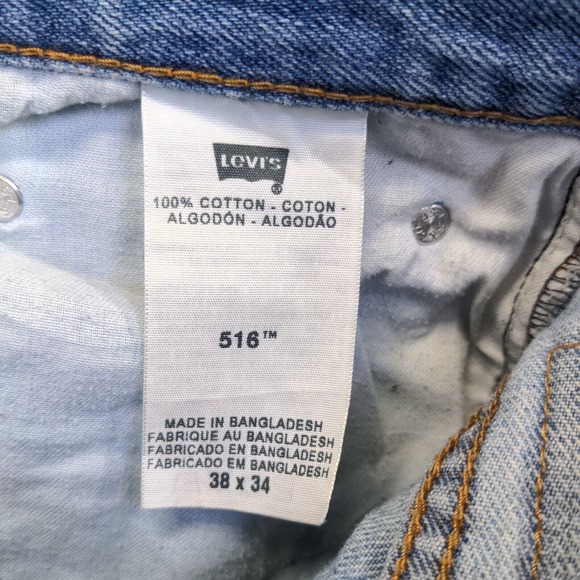 Levi's 516 Men's Straight Jeans Blue 38x34 5-Pocket Medium Wash Cotton - Picture 12 of 14